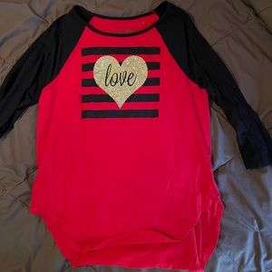Rocker Girl by All Access Love red w/black and gold glitter baseball tshirt XXL